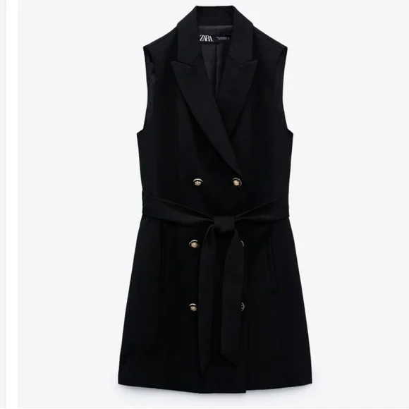 Zara Black Double-Breasted Vest Dress - Picture 1 of 13